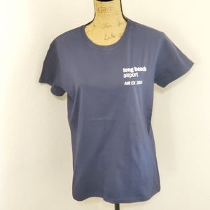 Long Beach Airport blue short sleeve graphic tee shirt dated 2015 sz.Lrg. NWOT